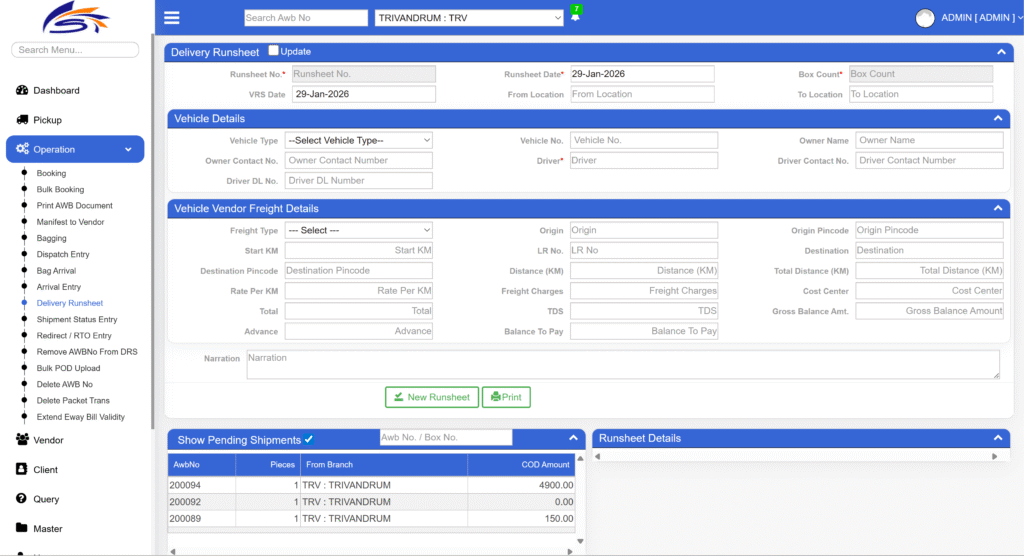 Operational Dashboard of Logistics Mitra
